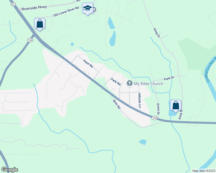 map of restaurants, bars, coffee shops, grocery stores, and more near 3944 Fairburn Road in Douglasville
