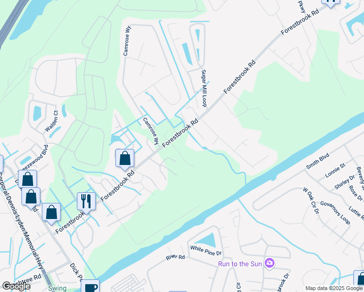 map of restaurants, bars, coffee shops, grocery stores, and more near 3856 Young William Road in Myrtle Beach