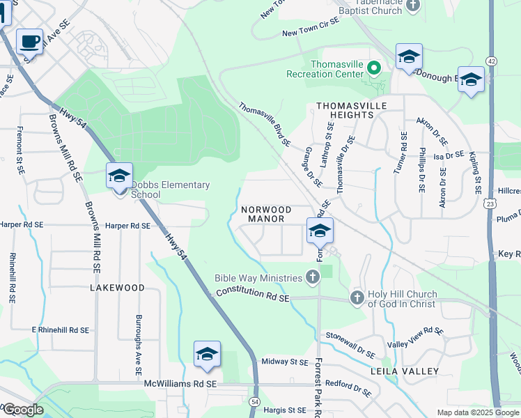 map of restaurants, bars, coffee shops, grocery stores, and more near 775 Lee Andrews Avenue Southeast in Atlanta