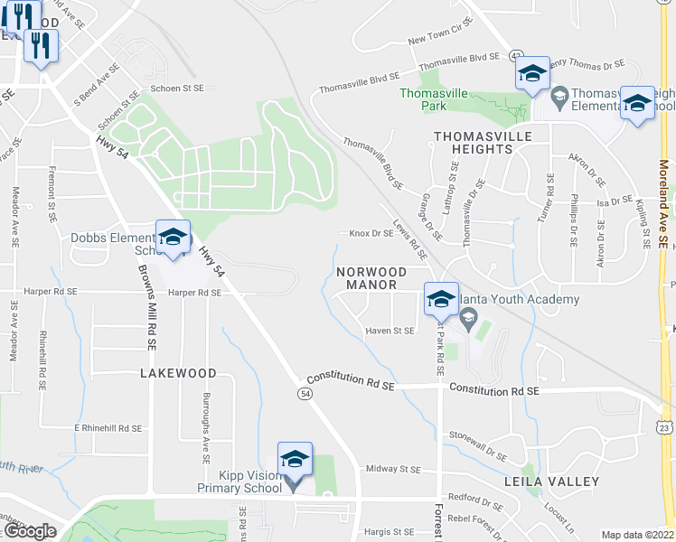 map of restaurants, bars, coffee shops, grocery stores, and more near 737 Lee Andrews Avenue Southeast in Atlanta