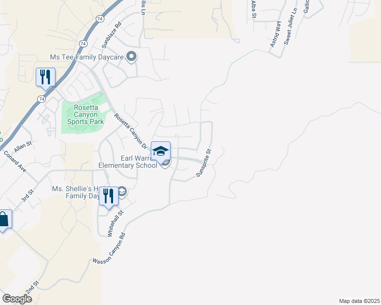 map of restaurants, bars, coffee shops, grocery stores, and more near 41024 Crimson Pillar Lane in Lake Elsinore
