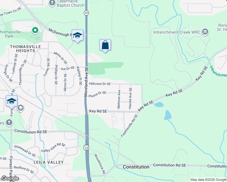 map of restaurants, bars, coffee shops, grocery stores, and more near 1118 Melrose Avenue in Atlanta