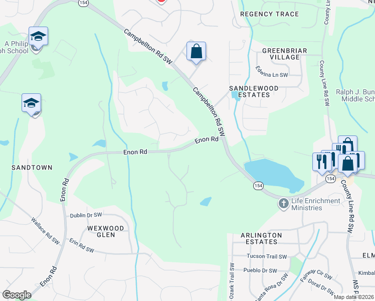 map of restaurants, bars, coffee shops, grocery stores, and more near 315 Eldwick Drive Southwest in Atlanta