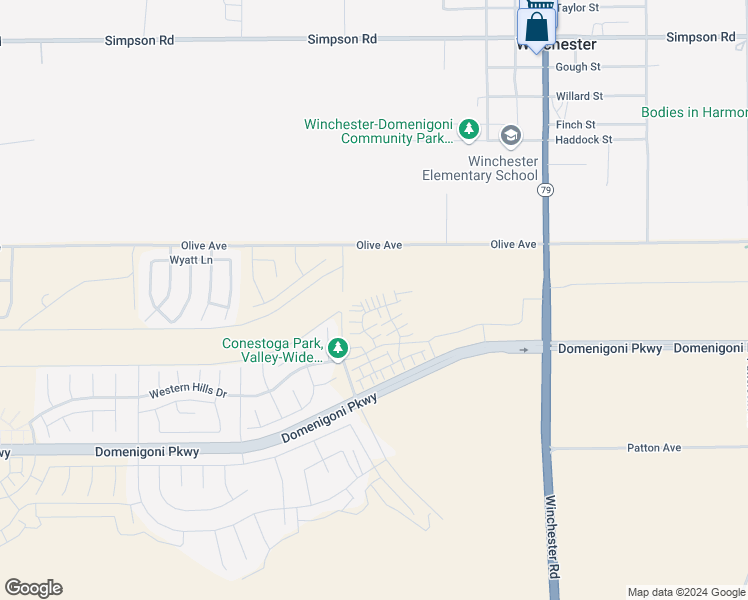 map of restaurants, bars, coffee shops, grocery stores, and more near 32630 Crystal Cove Court in Winchester