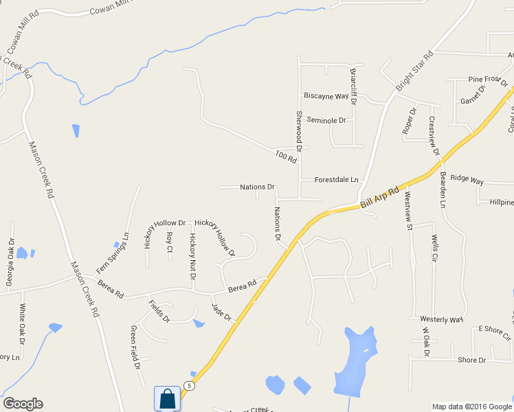 map of restaurants, bars, coffee shops, grocery stores, and more near 3980 Watkins Way in Douglasville