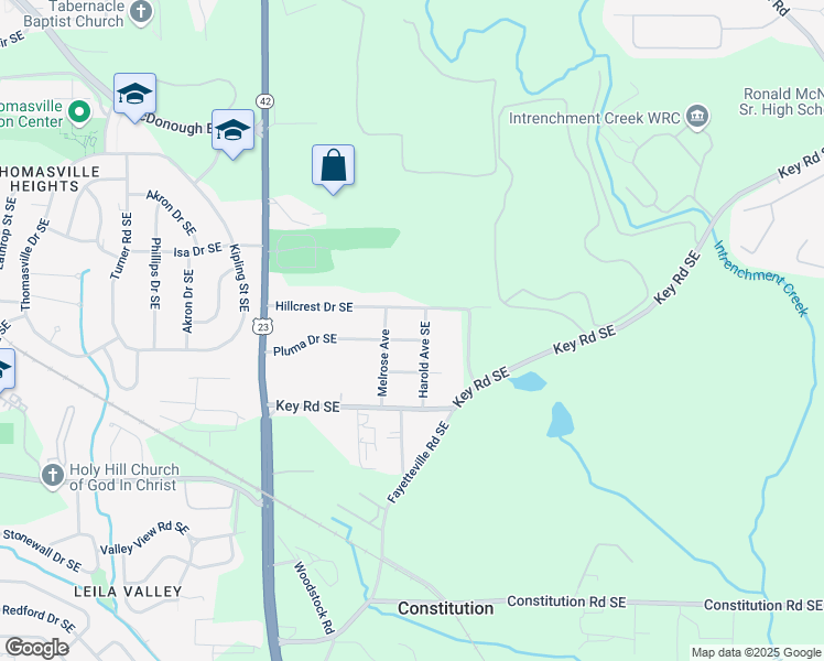 map of restaurants, bars, coffee shops, grocery stores, and more near 1142 Pluma Drive Southeast in Atlanta