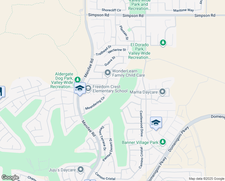 map of restaurants, bars, coffee shops, grocery stores, and more near 29100 Meandering Circle in Menifee