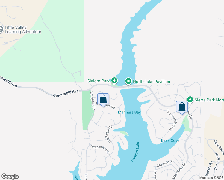 map of restaurants, bars, coffee shops, grocery stores, and more near 22283 Vacation Drive in Canyon Lake