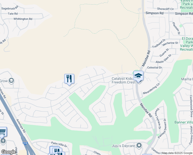map of restaurants, bars, coffee shops, grocery stores, and more near 28433 Oasis View Circle in Menifee