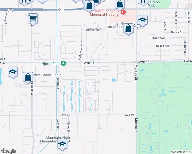 map of restaurants, bars, coffee shops, grocery stores, and more near 81641 Avenue 48 in Indio