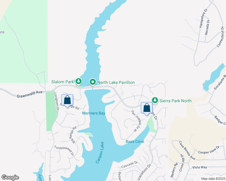 map of restaurants, bars, coffee shops, grocery stores, and more near 22283 Vacation Drive in Canyon Lake