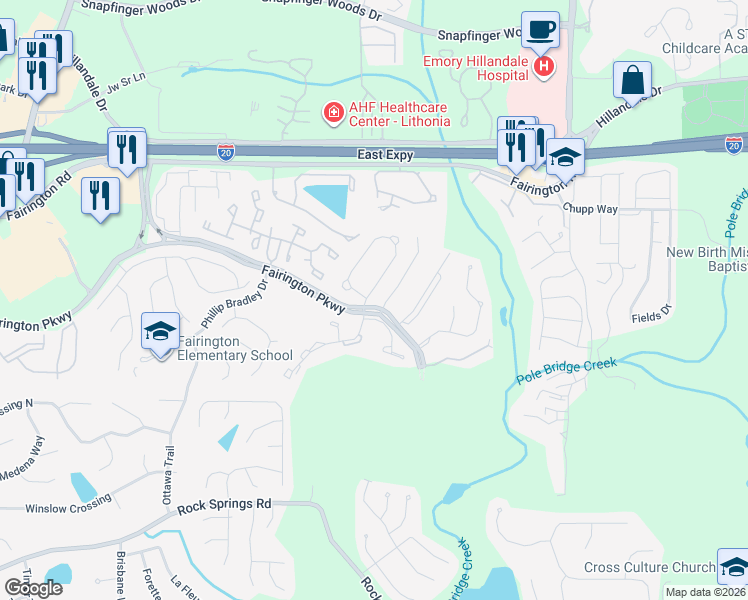 map of restaurants, bars, coffee shops, grocery stores, and more near in Stonecrest