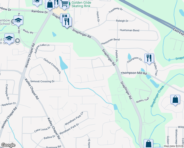 map of restaurants, bars, coffee shops, grocery stores, and more near 2990 Harlow Landing in Decatur
