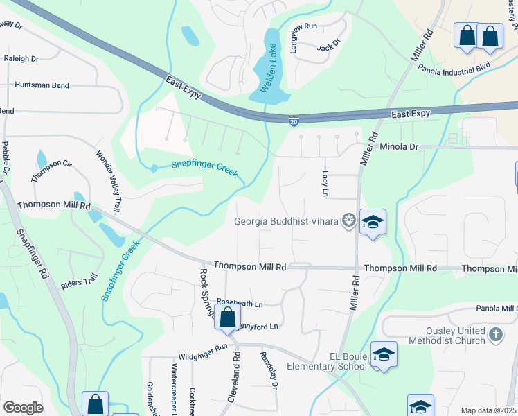 map of restaurants, bars, coffee shops, grocery stores, and more near 2962 Invermere Woods Court in Stonecrest