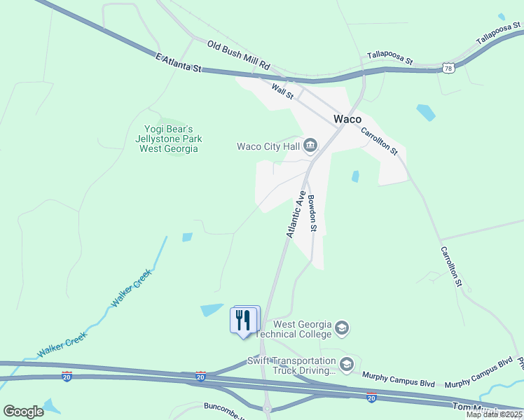 map of restaurants, bars, coffee shops, grocery stores, and more near 54-86 Mineral Springs Road in Waco