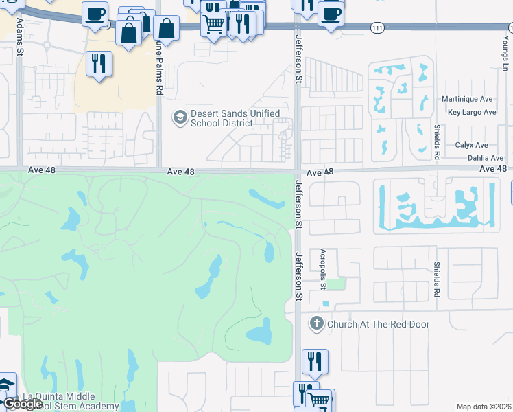 map of restaurants, bars, coffee shops, grocery stores, and more near 79840 Rancho La Quinta Drive in La Quinta