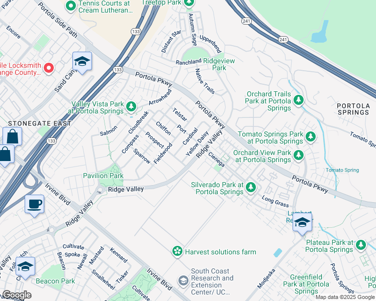 map of restaurants, bars, coffee shops, grocery stores, and more near 139 Yellow Daisy in Irvine