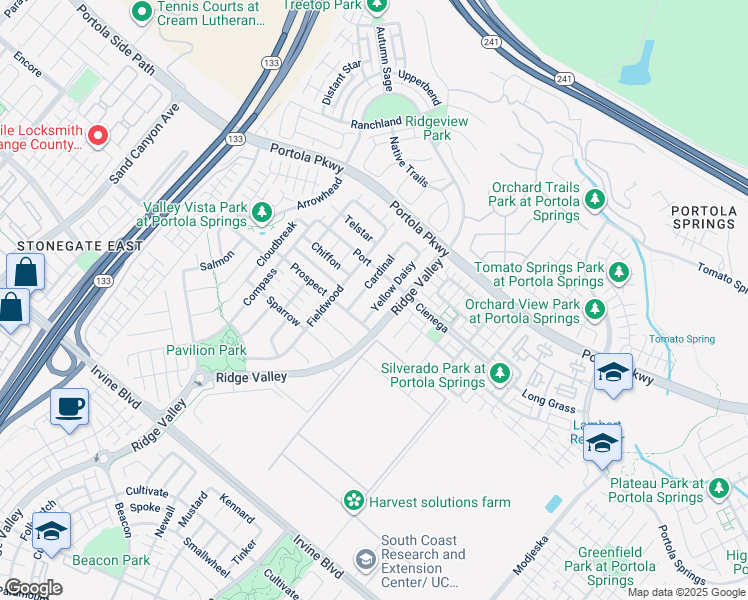 map of restaurants, bars, coffee shops, grocery stores, and more near 139 Yellow Daisy in Irvine