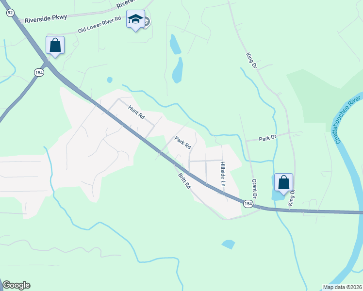 map of restaurants, bars, coffee shops, grocery stores, and more near 3948 Fairburn Road in Douglasville