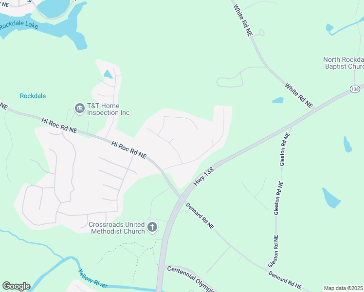 map of restaurants, bars, coffee shops, grocery stores, and more near 2592 King Louis Road Northeast in Conyers