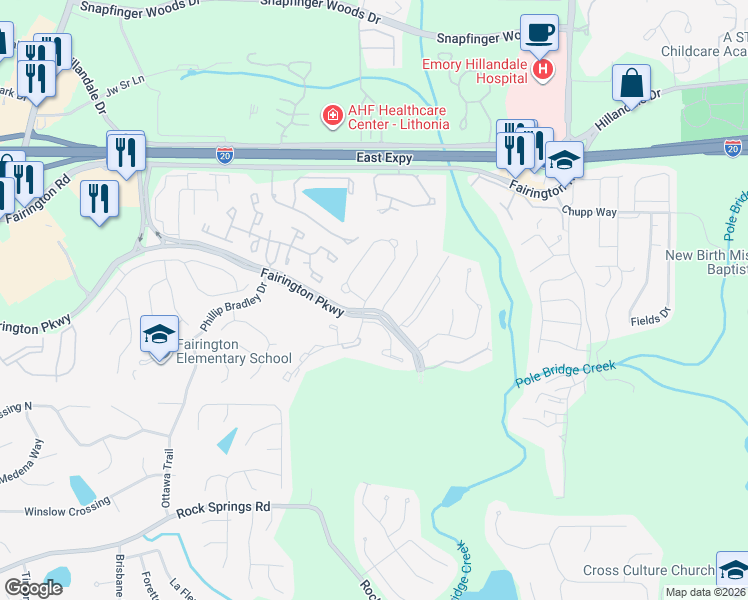 map of restaurants, bars, coffee shops, grocery stores, and more near in Stonecrest