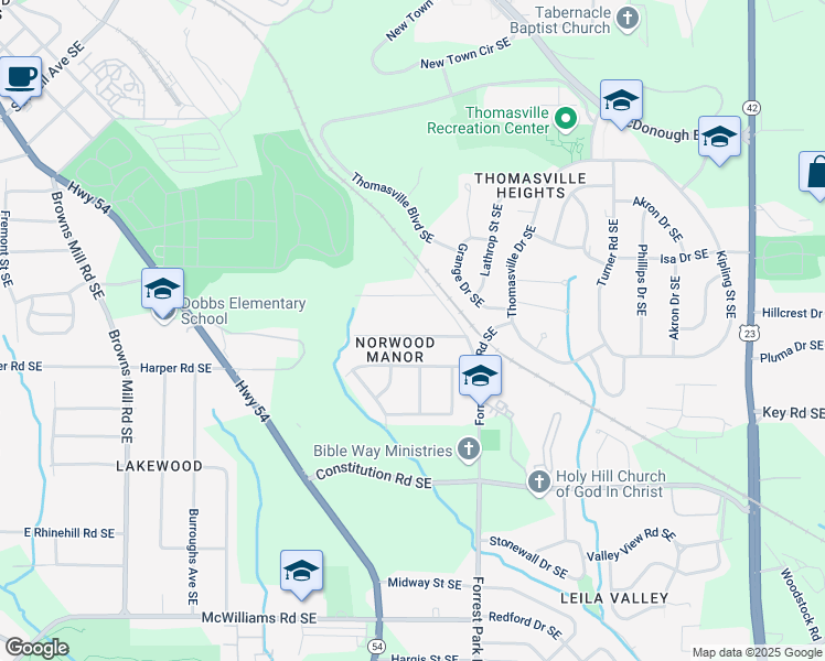 map of restaurants, bars, coffee shops, grocery stores, and more near 818 Lee Andrews Avenue Southeast in Atlanta