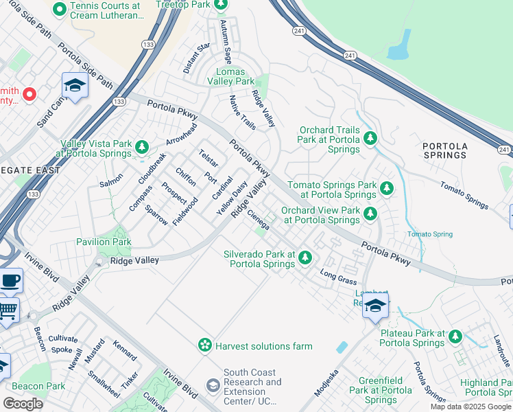 map of restaurants, bars, coffee shops, grocery stores, and more near 84 Cienega in Irvine