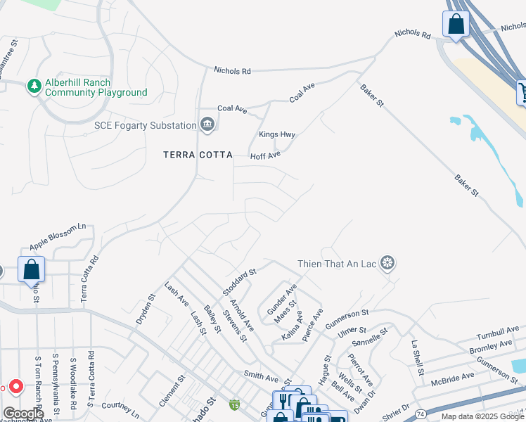 map of restaurants, bars, coffee shops, grocery stores, and more near 4751 Sicily Drive in Lake Elsinore