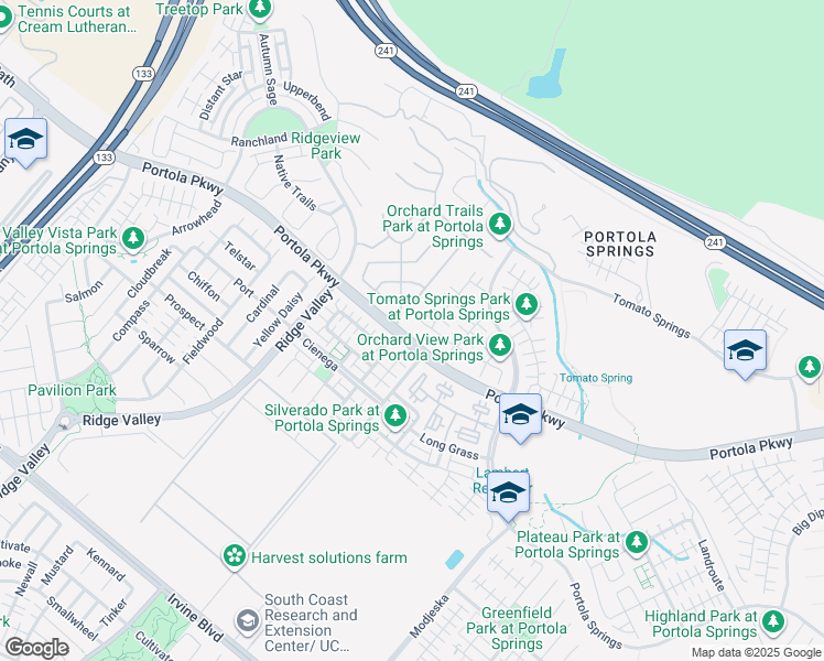 map of restaurants, bars, coffee shops, grocery stores, and more near 114 Borrego in Irvine