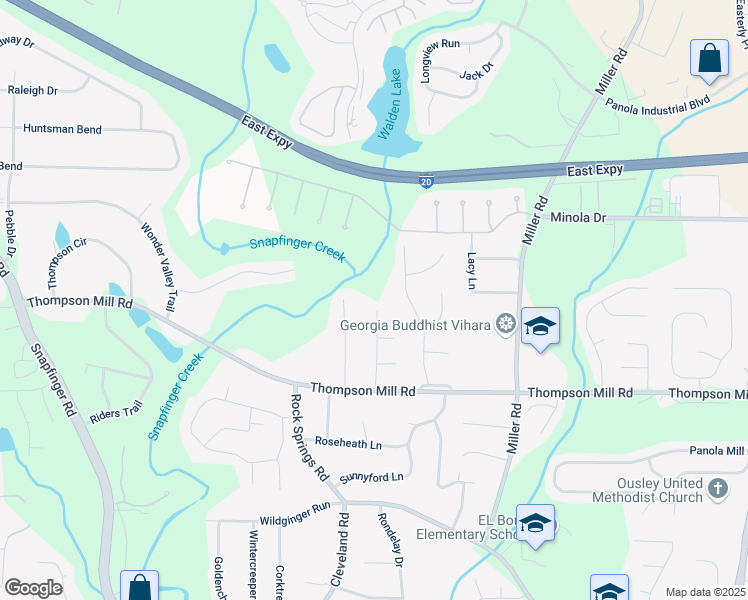 map of restaurants, bars, coffee shops, grocery stores, and more near 2962 Invermere Woods Court in Stonecrest