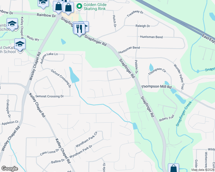 map of restaurants, bars, coffee shops, grocery stores, and more near 2990 Harlow Landing in Decatur