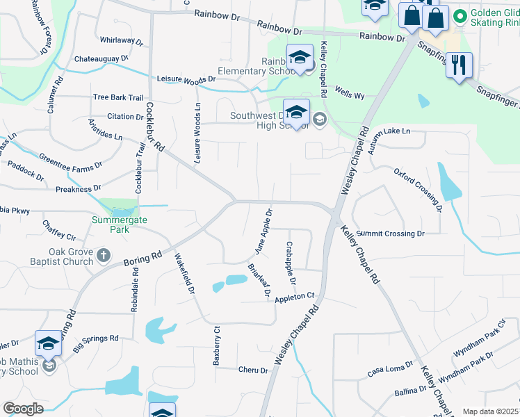 map of restaurants, bars, coffee shops, grocery stores, and more near 3939 Boring Road in Decatur