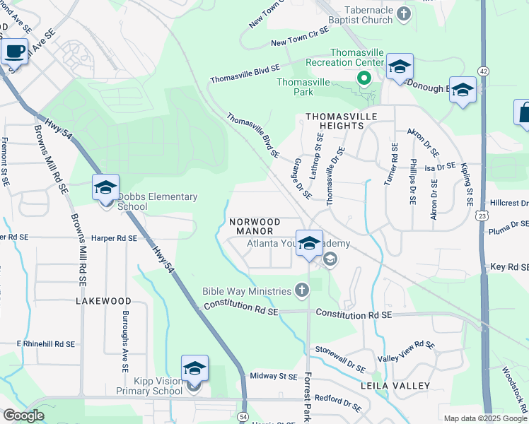 map of restaurants, bars, coffee shops, grocery stores, and more near 818 Lee Andrews Avenue Southeast in Atlanta