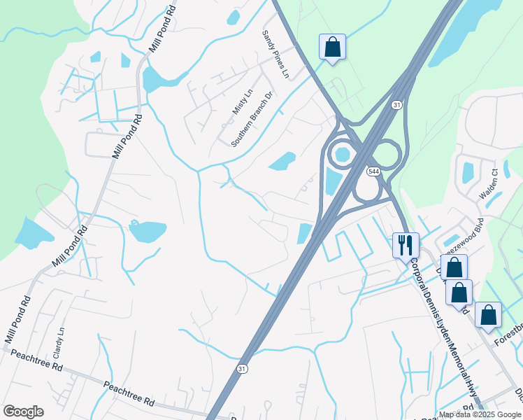 map of restaurants, bars, coffee shops, grocery stores, and more near 4490 Jones Road in Myrtle Beach
