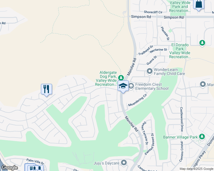 map of restaurants, bars, coffee shops, grocery stores, and more near 28848 Raintree Drive in Menifee