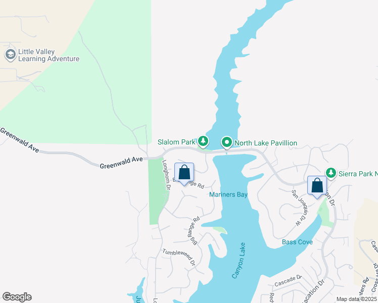 map of restaurants, bars, coffee shops, grocery stores, and more near 22207 Vacation Drive in Canyon Lake