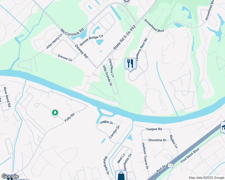 map of restaurants, bars, coffee shops, grocery stores, and more near 1991 Burcale Road in Myrtle Beach