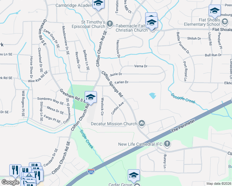 map of restaurants, bars, coffee shops, grocery stores, and more near in Panthersville