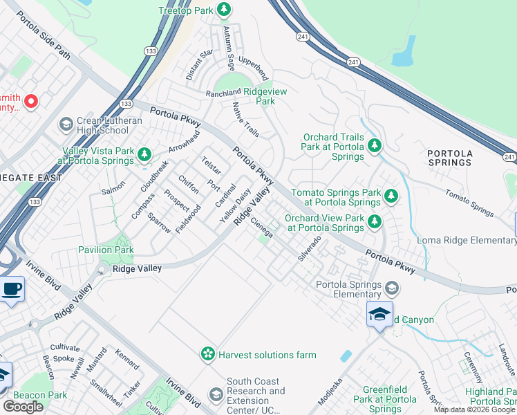 map of restaurants, bars, coffee shops, grocery stores, and more near 122 Yellow Daisy in Irvine