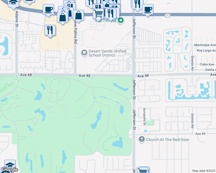 map of restaurants, bars, coffee shops, grocery stores, and more near 79760 Rancho La Quinta Drive in La Quinta