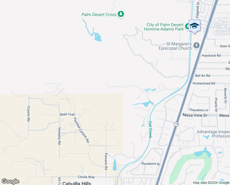 map of restaurants, bars, coffee shops, grocery stores, and more near 2 Palm Desert Drive North in Palm Desert