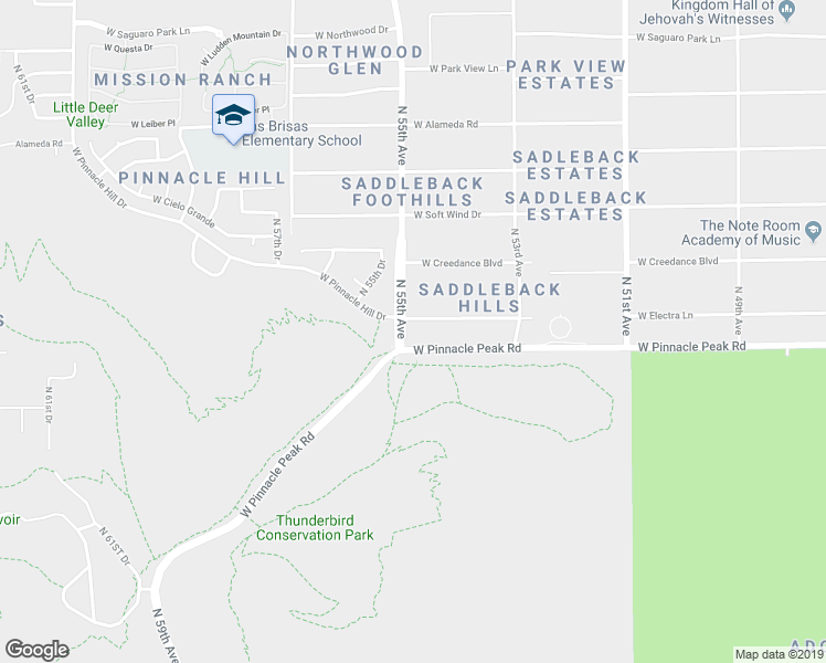 map of restaurants, bars, coffee shops, grocery stores, and more near 5430 West Electra Lane in Glendale