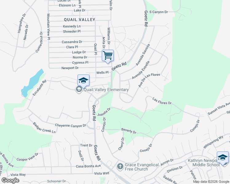 map of restaurants, bars, coffee shops, grocery stores, and more near 29054 Goetz Road in Canyon Lake