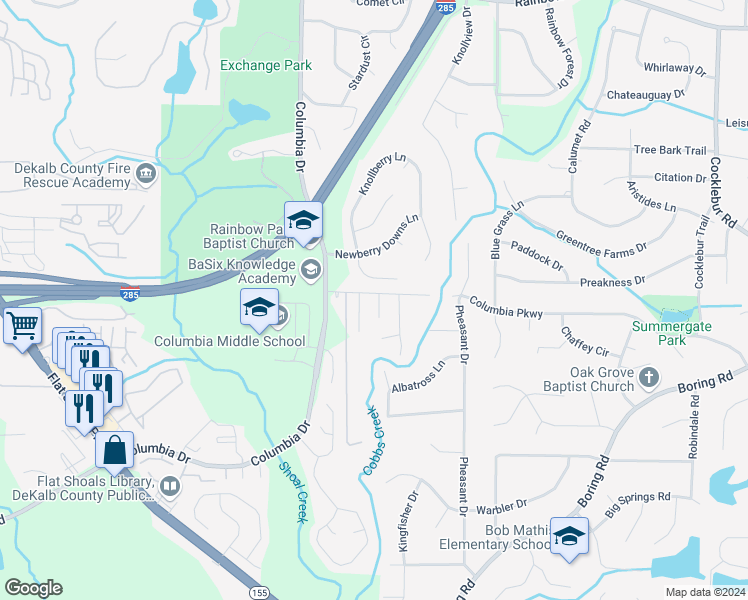 map of restaurants, bars, coffee shops, grocery stores, and more near 2979 Tributary Way in Decatur