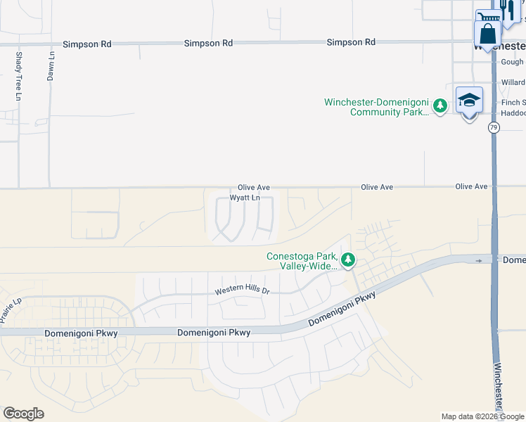 map of restaurants, bars, coffee shops, grocery stores, and more near 29052 Topeka Circle in Winchester