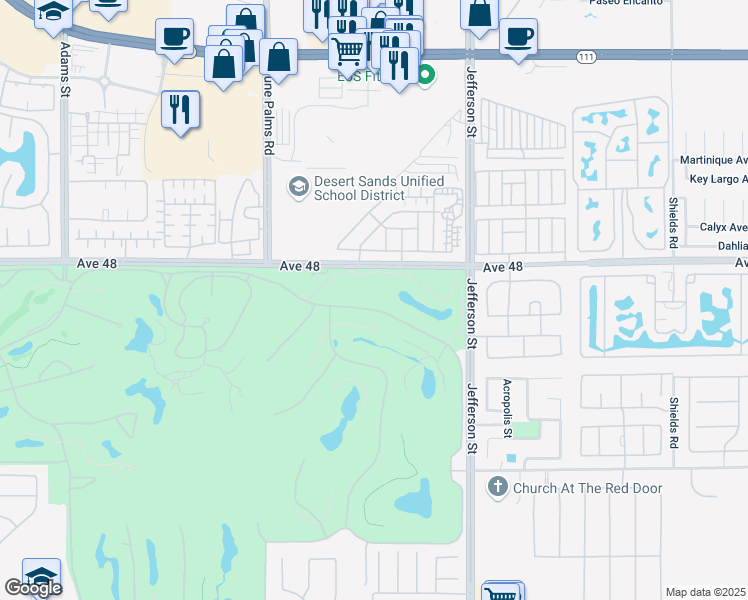 map of restaurants, bars, coffee shops, grocery stores, and more near 79740 Rancho La Quinta Drive in La Quinta