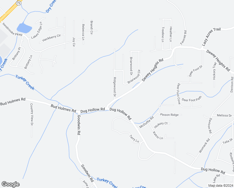map of restaurants, bars, coffee shops, grocery stores, and more near 6719 Ridgewood Drive in Pinson