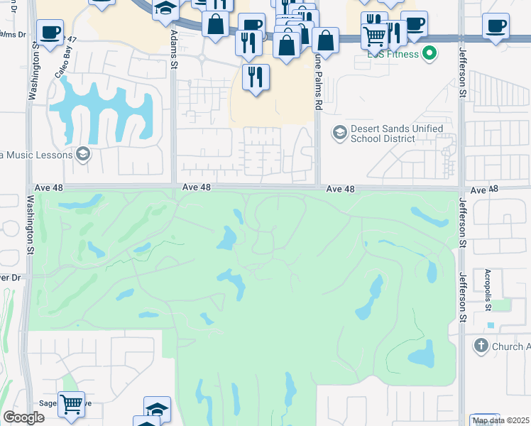 map of restaurants, bars, coffee shops, grocery stores, and more near 48010 Vía Vallarta in La Quinta