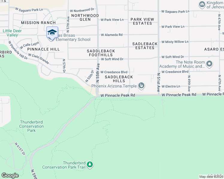 map of restaurants, bars, coffee shops, grocery stores, and more near 5401 West Electra Lane in Glendale