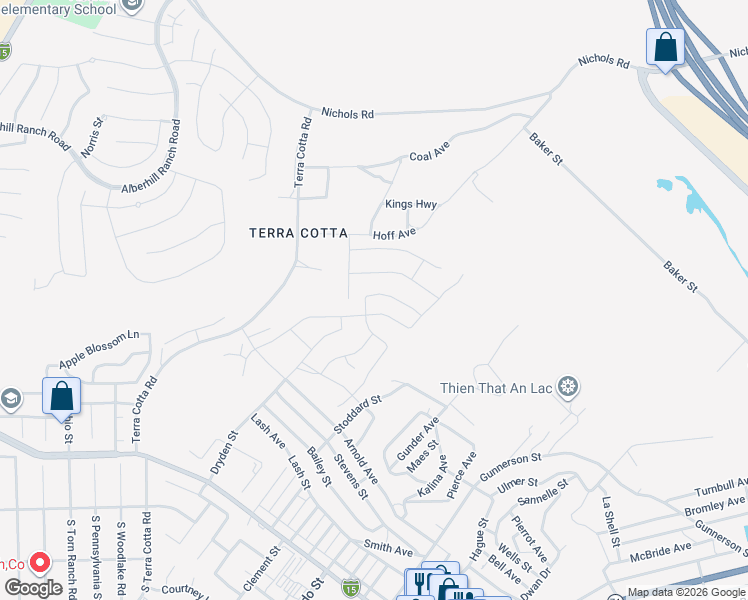 map of restaurants, bars, coffee shops, grocery stores, and more near 4604 La Spezia Lane in Lake Elsinore